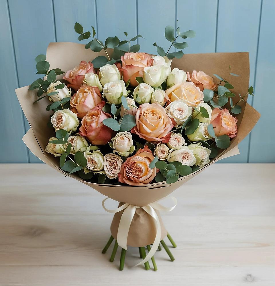 Букет цветов из: Альстромерии и Розы в Упорово