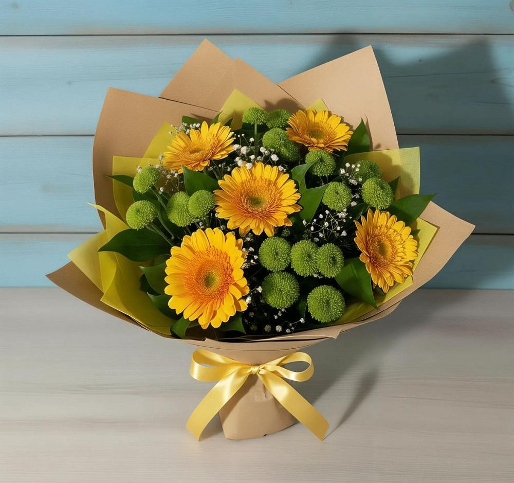 Букет цветов из: Герберы и Хризантемы в Упорово