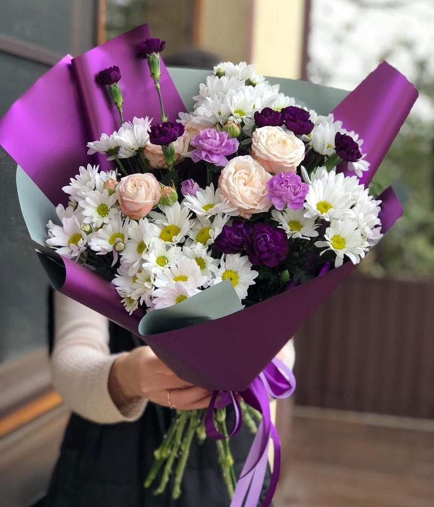 Букет цветов из: Хризантемы, Гвоздики и Розы в Упорово