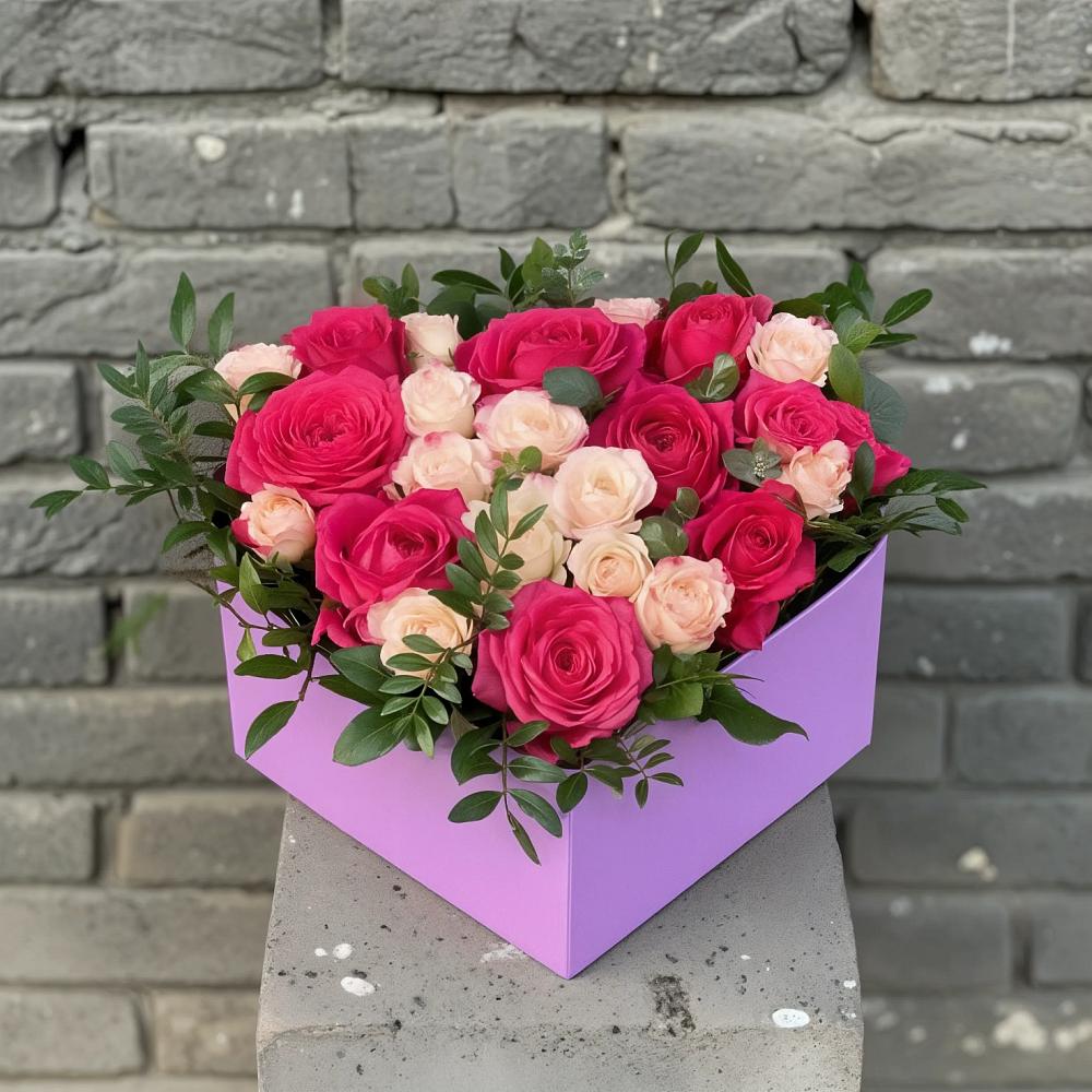 Цветочная композиция из Розы в коробке в Упорово