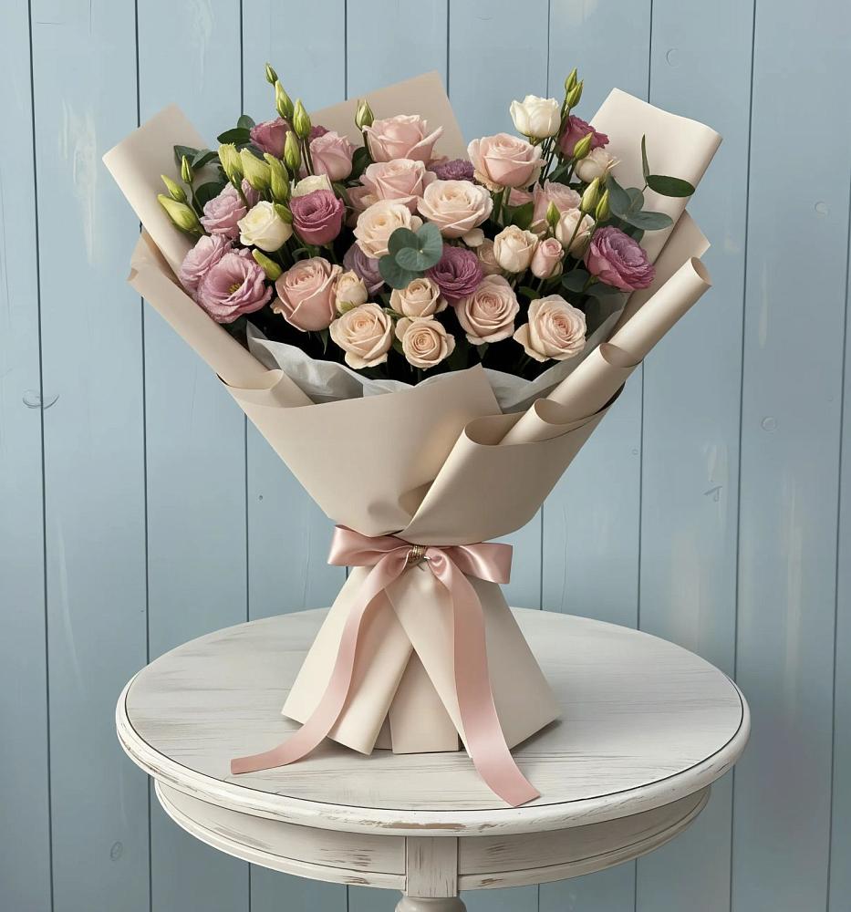 Букет цветов из: Розы и Лизиантусы в Упорово