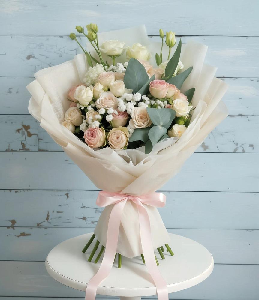 Букет цветов из: Розы и Лизиантусы в Упорово