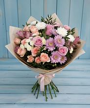 Букет цветов из:  Хризантемы, Розы и Альстромерии #REPLACE_PRED# Упорово